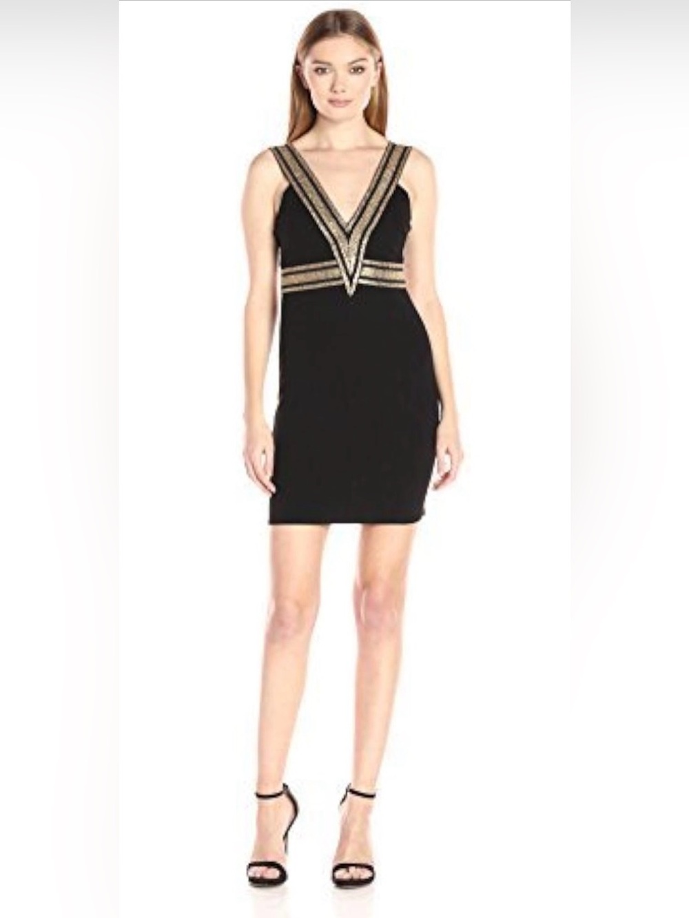 WYLDR Greek Style Grecian Bodycon Mini Dress with Golden V-neck